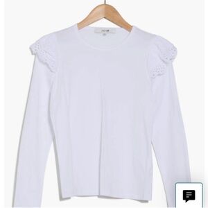 NWT Joie Women’s White Lace Accent Long Sleeve Top L